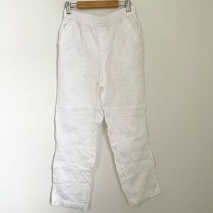 Nicole Miller White 100% Linen Beachy Pants Pockets Summer Vacation Size S